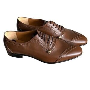 Gucci 745831 Men's Auroville Goat Brown Sugar Lace-up Loafer Shoe, UK 11